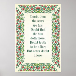 Twijfel je dat de sterren vuur zijn; betwijfel dat poster