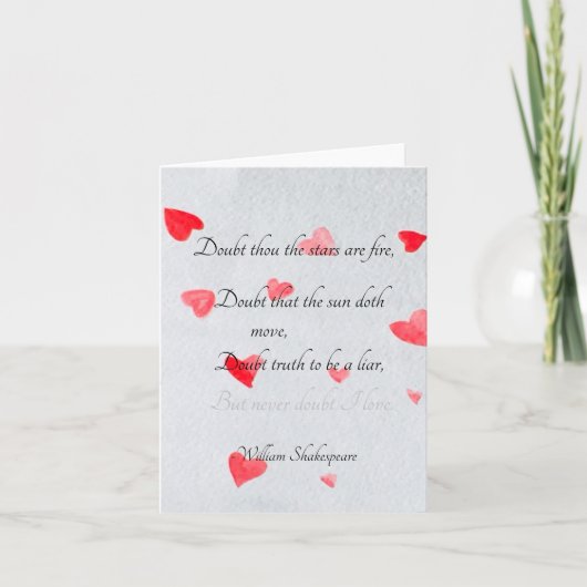 "Twijfel nooit aan mijn liefde," Shakespeare Valen Kaart (Voorkant)