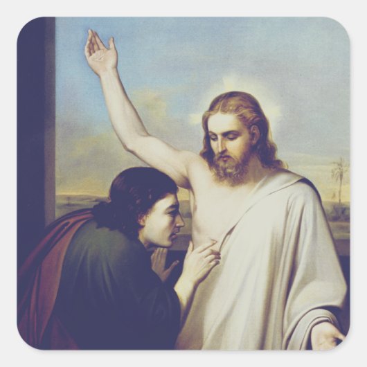 Twijfel over Sint Thomas door Silvestro Lega Vierkante Sticker (Voorkant)