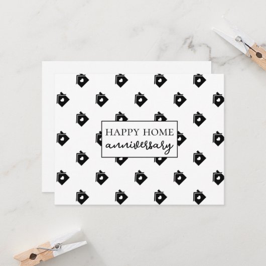 Twijfelachtig Gelukkig Thuis Jubileum Kaart (Voorkant / Achterkant in situ)