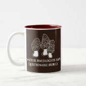 twijfelachtig morels pun design tweekleurige koffiemok (Links)