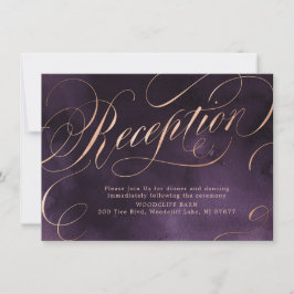 Twijfelachtig paarse gouden kalligrafie huwelijksr kaart