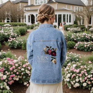 Twijfelachtige Bloemige Mevrouw Persoonlijke Bruid Denim Jacket