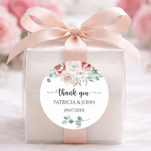 Twijfelachtige Blush Roze Bloemige Trouw Dank Je Ronde Sticker