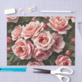 Twijfelachtige Roze Rozentuin Patroon Tissuepapier (Craft)