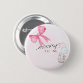 Twijfelende Moeder Baby Shower Knop met Roze Strik Ronde Button 5,7 Cm (Voorkant /achterkant)
