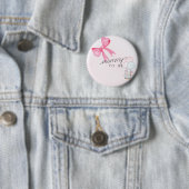 Twijfelende Moeder Baby Shower Knop met Roze Strik Ronde Button 5,7 Cm (In situ)