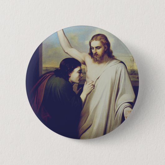Twijfelende Sint Thomas door Silvestro Lega Ronde Button 5,7 Cm (Voorkant)