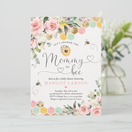 Twijfje Wordt Bij Groene Pijpenkrruid Roze & Goude Kaart (Staand voorkant)