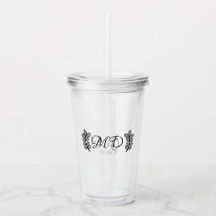 Twijg Blad Bruiloft Logo Jubileum Acryl Drinkbeker
