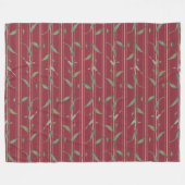 Twijg met bladeren op rode behang fleece deken (Voorkant (Horizontaal))