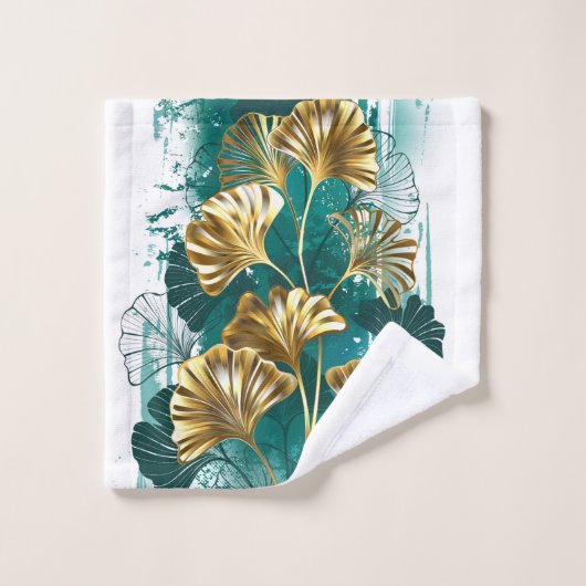 Twijg met gouden bladeren Ginko Biloba Bad Handdoek (Wasdoekje)