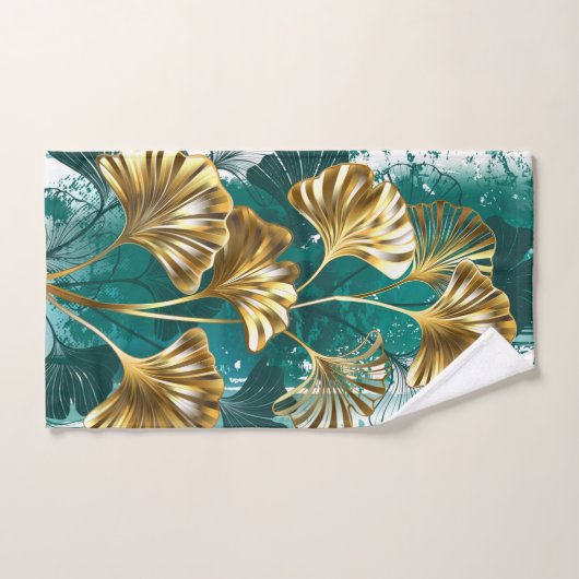 Twijg met gouden bladeren Ginko Biloba Bad Handdoek (Handdoek)