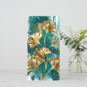 Twijg met gouden bladeren Ginko Biloba Bedankkaart (Staand voorkant)