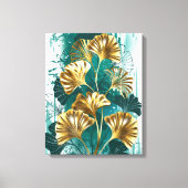 Twijg met gouden bladeren Ginko Biloba Canvas Afdruk (Voorkant)