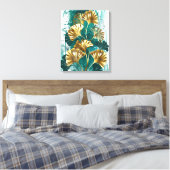 Twijg met gouden bladeren Ginko Biloba Canvas Afdruk (Insitu (Slaapkamer))