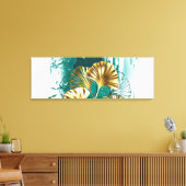 Twijg met gouden bladeren Ginko Biloba Canvas Afdruk (Insitu (Woonkamer))