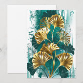 Twijg met gouden bladeren Ginko Biloba Feestdagenkaart (Voorkant / Achterkant)