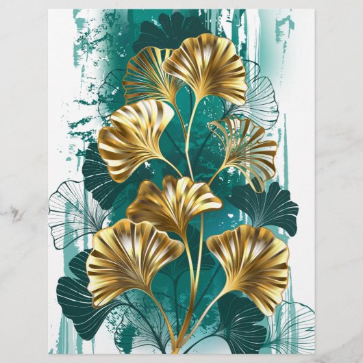 Twijg met gouden bladeren Ginko Biloba Flyer (Voorkant)