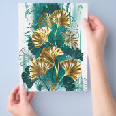 Twijg met gouden bladeren Ginko Biloba Flyer (Hand)