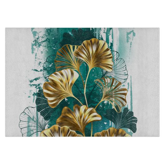 Twijg met gouden bladeren Ginko Biloba Snijplank (Voorkant)