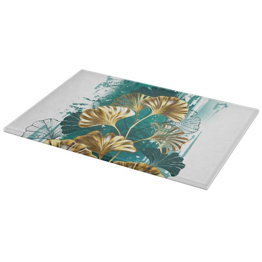 Twijg met gouden bladeren Ginko Biloba Snijplank (Hoek)