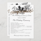 Twijgende bloesem vintage liefdesvogels trouwuitno programmakaart (Voorkant / Achterkant)