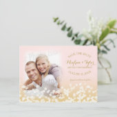 Twijkelichtjes Goud en Roze Bewaar de Datum Save The Date (Staand voorkant)