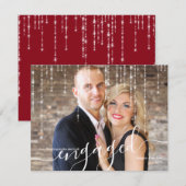Twijkelichtjes Verloving Kerst Foto Feestdagenkaart (Voorkant / Achterkant)