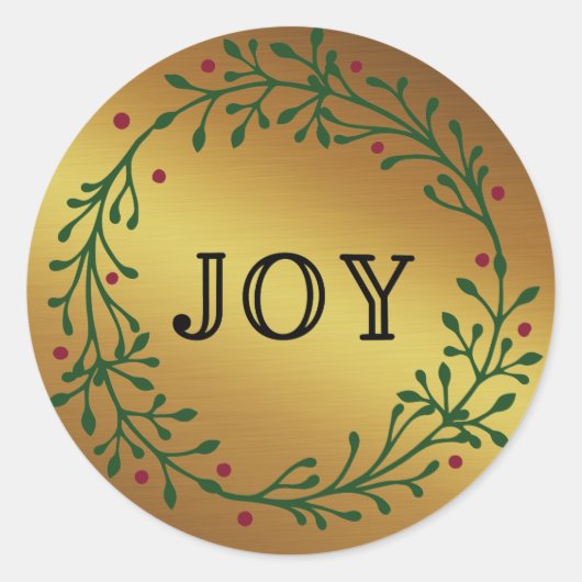 Twijndraden en bessen, schaars - goudolie - Joy Ronde Sticker (Voorkant)