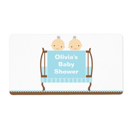 Twijndraden in blauw Wieg Etiket (Voorkant)