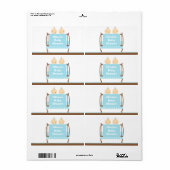 Twijndraden in blauw Wieg Etiket (Full Sheet)