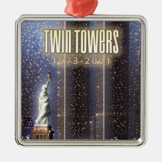 Twijntorens van het World Trade Center gestileerd Metalen Ornament (Voorkant)
