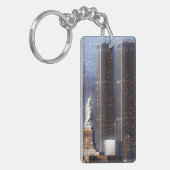 Twijntorens van het World Trade Center gestileerd Sleutelhanger (Voorkant Links)