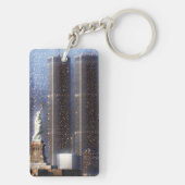 Twijntorens van het World Trade Center gestileerd Sleutelhanger (achterkant)