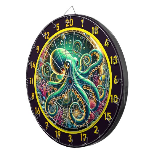 Twilight Abyss Octopus Dartboard Dartbord (Voorkant Rechts)