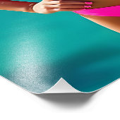 Twilight Beach Portrait - Vrouw in Neon Pink Bikin Foto Afdruk (Hoek)