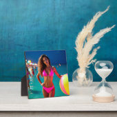 Twilight Beach Portrait - Vrouw in Neon Pink Bikin Fotoplaat (Insitu)