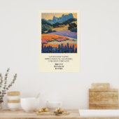 Twilight Berglandschap Kunstprint Bloemveld Poster (Keuken)