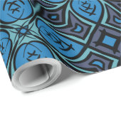 Twilight bloesem, blauw, bloem, bloemblaadjes, zwa cadeaupapier (Rol Hoek)