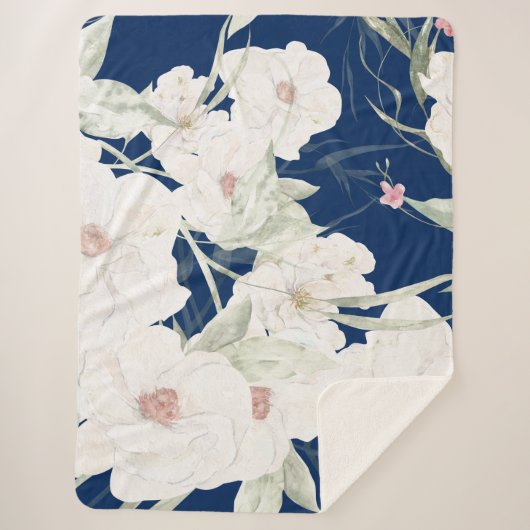 Twilight Bloom I Sherpa Deken - Bloemen (Voorkant)