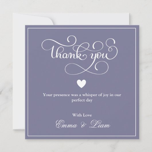 Twilight Bloom Minimal Wedding Flat Bedankt Kaart (Voorkant)