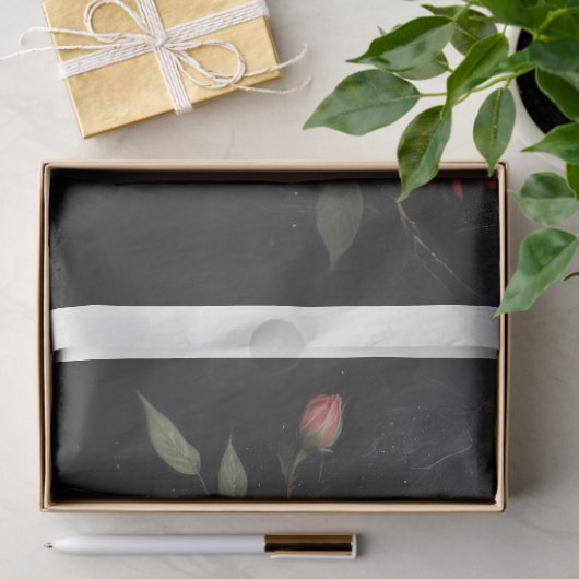 Twilight Bloom: Rose Branch Decoupage Tissuepapier (Geschenk)