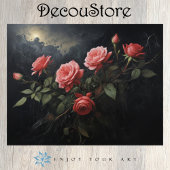 Twilight Bloom: Rose Branch Decoupage Tissuepapier