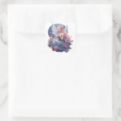 Twilight Blossom Fairy illustratie Vierkante Sticker (Tas)