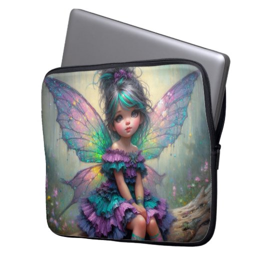 Twilight Blossom Fairy Laptop Sleeve (Voorkant Links)