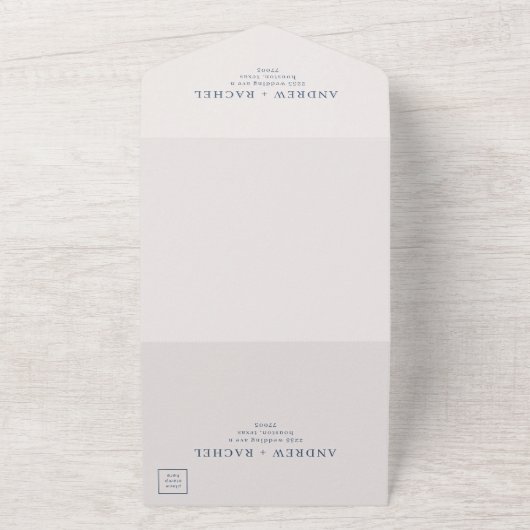 Twilight Blue Blocks Weddenfoto All In One Uitnodiging (Buitenkant)