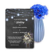 Twilight Blue Mason Jar Floral Wedding Invitation Kaart