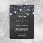 Twilight Blue String Lights Wedding Invitation Kaart