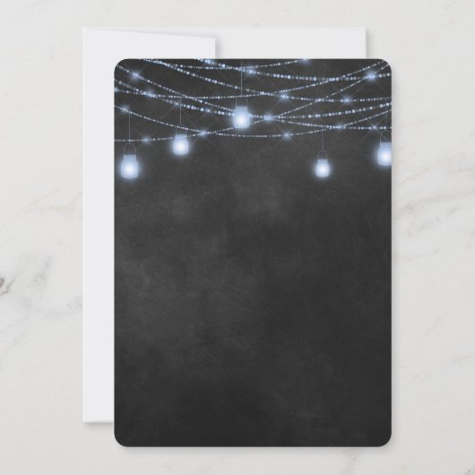 Twilight Blue String Lights Wedding Invitation Kaart (Achterkant)